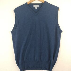 Toscano Sweater Vest Mens Size L Navy Blue Merino Wool Golf Old Money Italian
